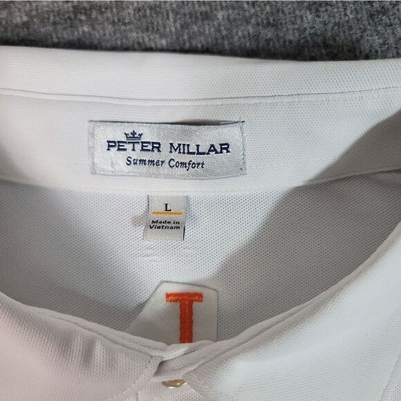 Peter Millar Summer Comfort Blue Jack National Golf Polo Shirt Size L White - Picture 3 of 11